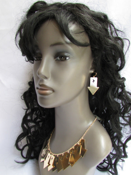 Gold Metal Chain Lightning Arrows Drop Trendy Necklace Earrings Set New Women Accessories