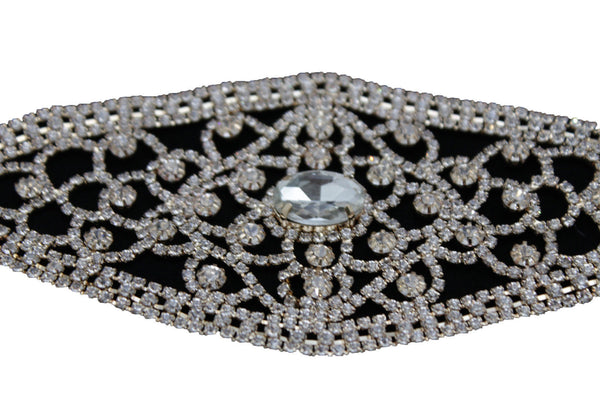 Gold Metal Chains Bracelet Silver Rhinestones Bridal Wedding Wrist New Women Accessories