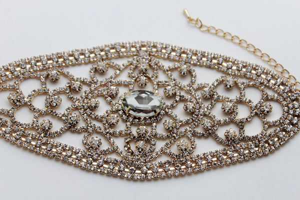 Gold Metal Chains Bracelet Silver Rhinestones Bridal Wedding Wrist New Women Accessories