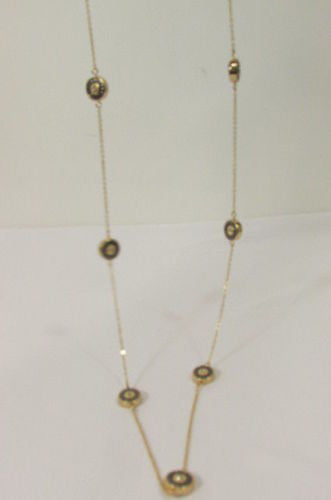Gold Metal Chains Classic Circles Pendant 40" Long Necklace New Women Fashion Accessories