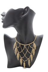 Gold Metal Chains Fringes Tassel Stylish Short Necklace