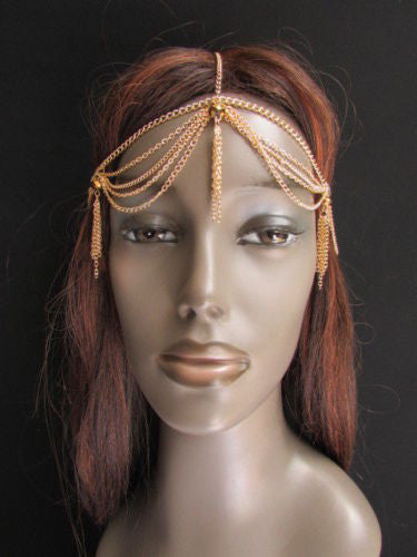 Gold Metal Head Chain Egyption Style Lightweight Beads Women Fashion Jewelry Accessories