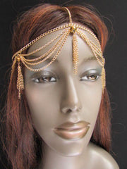 Gold Metal Head Chain Egyption Style Lightweight Beads