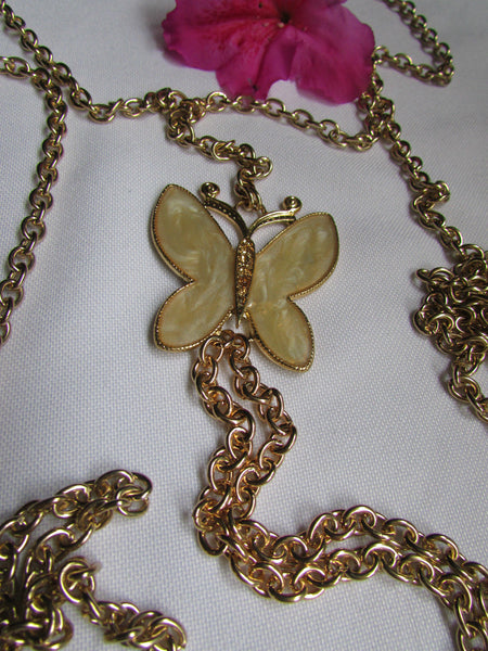 Gold Metal Sexy Body Chain Big Yellow Cute Butterfly Necklace New Women Fashion Jewelry Accessories