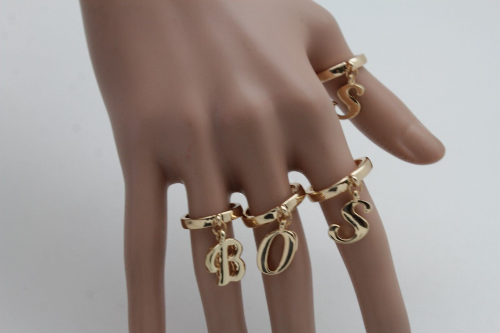 Gold Metal Wide Band 4 Fingers Rings Set BOSS Women Trendy – alwaystyle4you