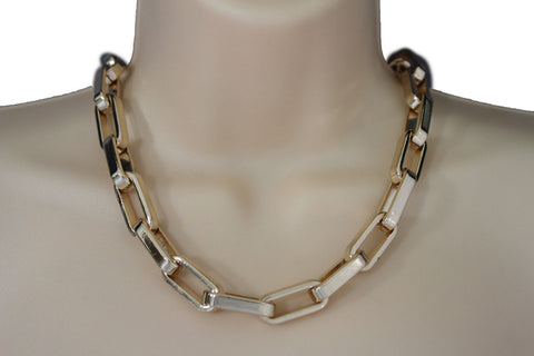 Gold Plastic Chain Square Links light weight Short Necklace New Women Fashion Jewelry Accessories