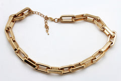 Gold Plastic Chain Square Links light weight Short Necklace