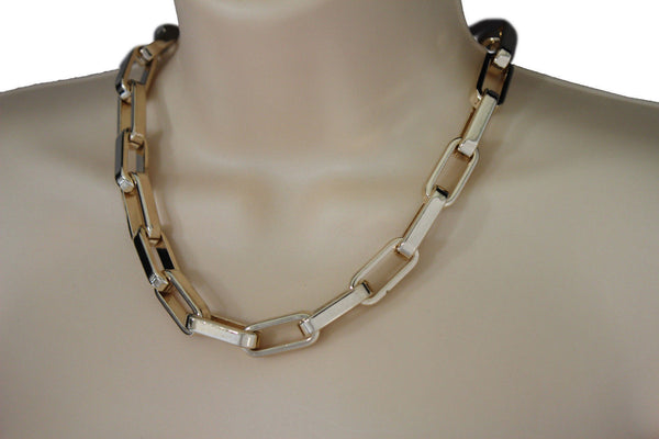 Gold Plastic Chain Square Links light weight Short Necklace New Women Fashion Jewelry Accessories