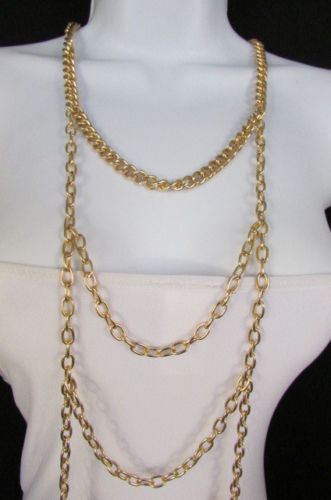 Gold Body Chain Multi Waves Full Frontal Long Necklace New Women Trendy Accessories