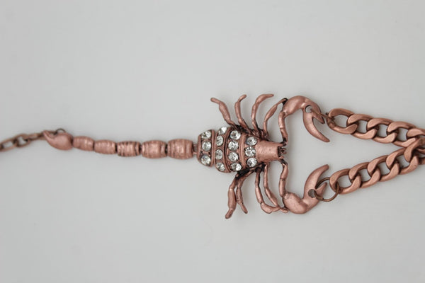 Gold Silver Copper Metal Chain Bling Boot Bracelet Shoe Animal Charm Scorpion Women Accessories