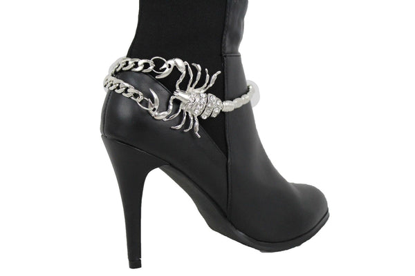 Gold Silver Copper Metal Chain Bling Boot Bracelet Shoe Animal Charm Scorpion Women Accessories