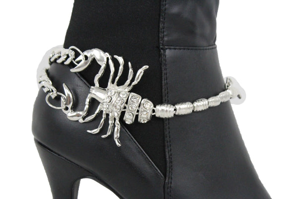 Gold Silver Copper Metal Chain Bling Boot Bracelet Shoe Animal Charm Scorpion Women Accessories