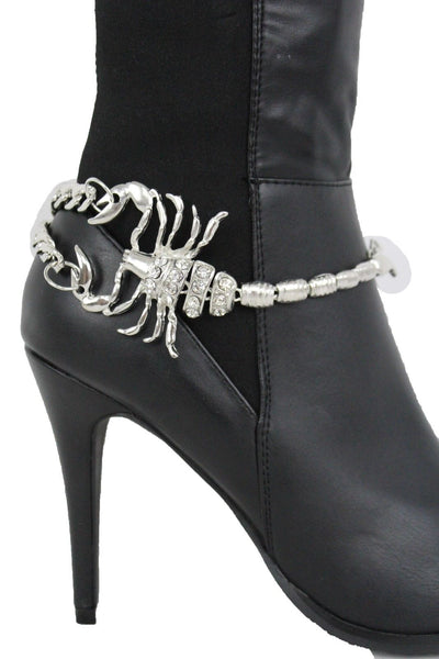 Gold Silver Copper Metal Chain Bling Boot Bracelet Shoe Animal Charm Scorpion Women Accessories