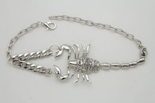 Gold Silver Copper Metal Chain Bling Boot Bracelet Shoe Animal Charm Scorpion Women Accessories