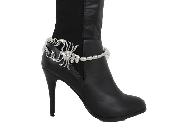 Gold Silver Copper Metal Chain Bling Boot Bracelet Shoe Animal Charm Scorpion Women Accessories