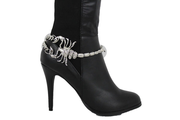 Gold Silver Copper Metal Chain Bling Boot Bracelet Shoe Animal Charm Scorpion Women Accessories