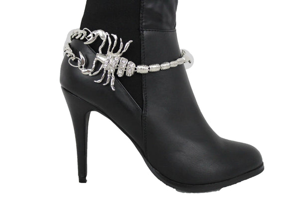 Gold Silver Copper Metal Chain Bling Boot Bracelet Shoe Animal Charm Scorpion Women Accessories