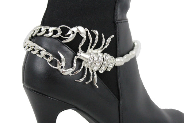 Gold Silver Copper Metal Chain Bling Boot Bracelet Shoe Animal Charm Scorpion Women Accessories