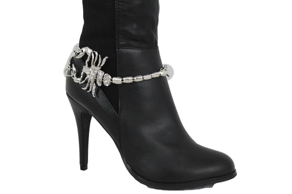 Gold Silver Copper Metal Chain Bling Boot Bracelet Shoe Animal Charm Scorpion Women Accessories