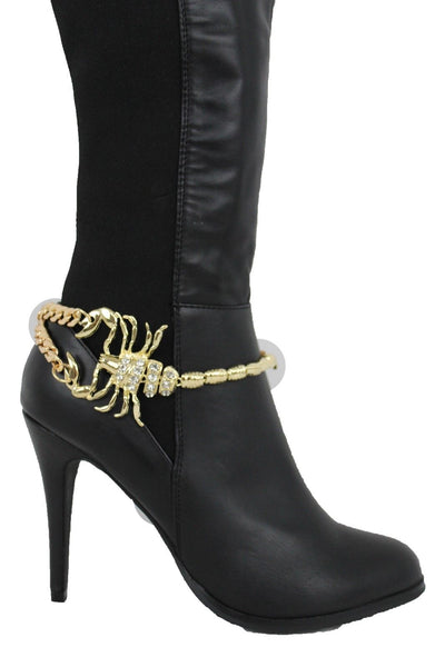 Gold Silver Copper Metal Chain Bling Boot Bracelet Shoe Animal Charm Scorpion Women Accessories