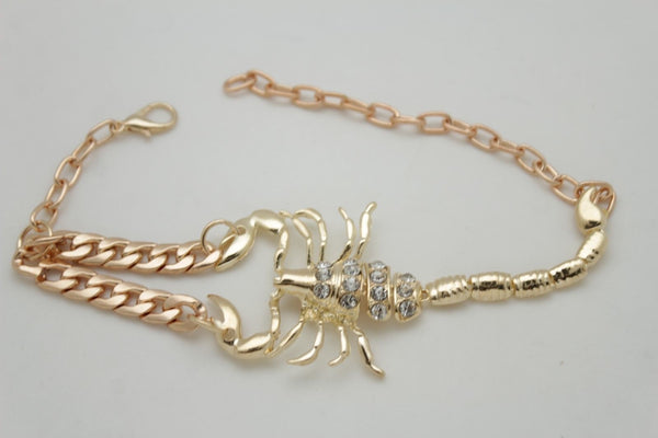 Gold Silver Copper Metal Chain Bling Boot Bracelet Shoe Animal Charm Scorpion Women Accessories