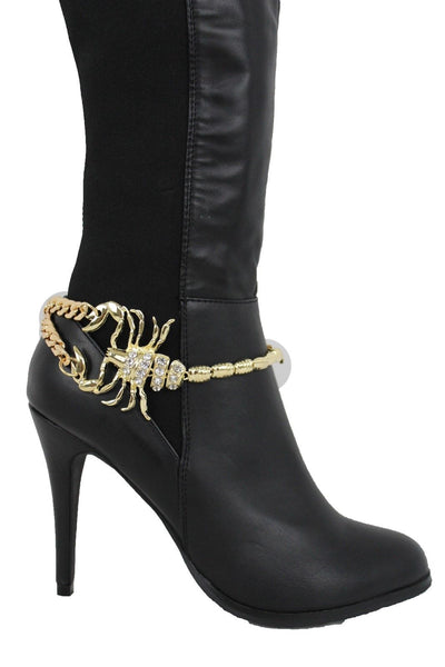 Gold Silver Copper Metal Chain Bling Boot Bracelet Shoe Animal Charm Scorpion Women Accessories