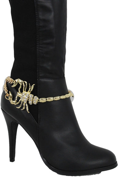 Gold Silver Copper Metal Chain Bling Boot Bracelet Shoe Animal Charm Scorpion Women Accessories