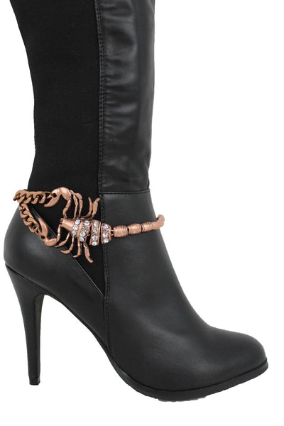 Gold Silver Copper Metal Chain Bling Boot Bracelet Shoe Animal Charm Scorpion Women Accessories
