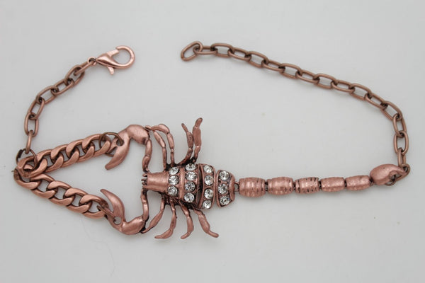 Gold Silver Copper Metal Chain Bling Boot Bracelet Shoe Animal Charm Scorpion Women Accessories