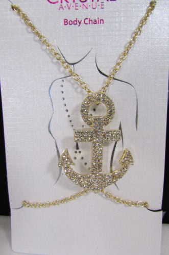 Gold Silver Metal Body Chain Sailor Anchor Pendant Necklace New Women Jewelry Accessories