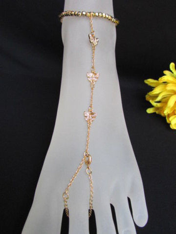 Gold Silver Metal Casual Anklet Foot Thin Chain Anklet Small Butterfly Clear Rhinestones Women Accessories