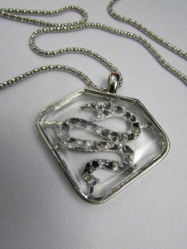 Gold Silver Metal Chains Big Snake Pendant Silver Rhinestones Necklace New Women Fashion Accessories