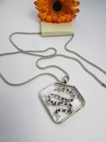 Gold Silver Metal Chains Big Snake Pendant Silver Rhinestones Necklace New Women Fashion Accessories