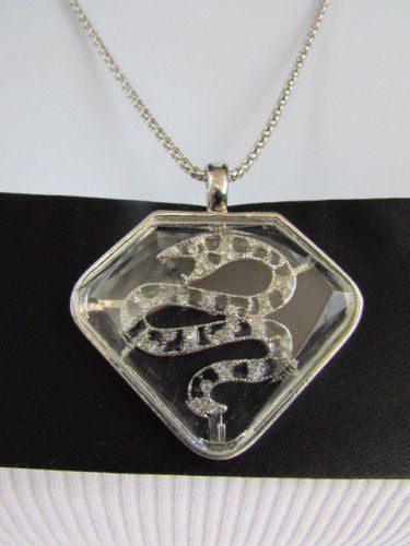 Gold Silver Metal Chains Big Snake Pendant Silver Rhinestones Necklace New Women Fashion Accessories
