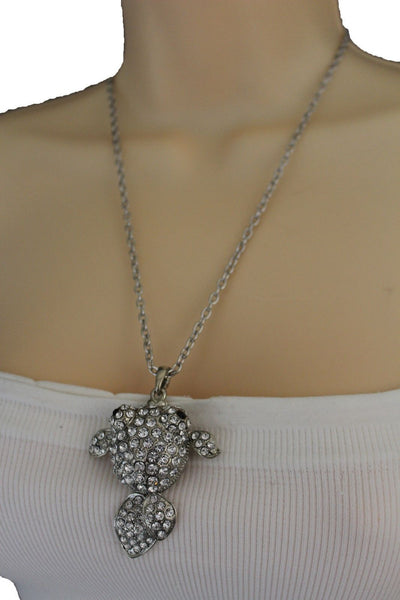 Gold Silver Metal Chains Fish Pendant Charm Rhinestones Long Necklace New Women Accessories