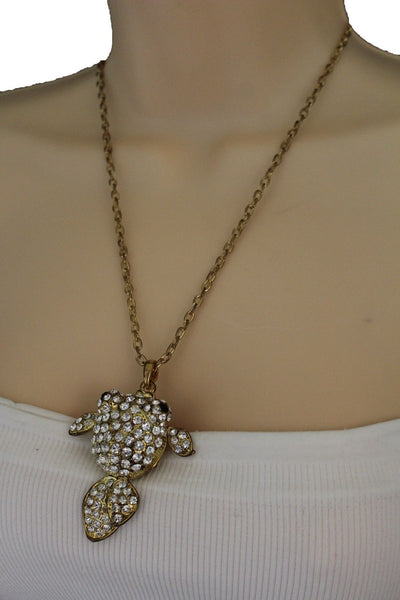 Gold Silver Metal Chains Fish Pendant Charm Rhinestones Long Necklace New Women Accessories