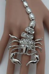 Silver Metal Scorpion Hand Chain Elastic Band