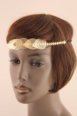 Gold Silver Metal Head Band Chain Big Leaves Lady  Hair Headband