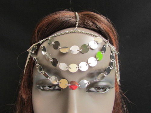 Gold Silver Metal Head Chain Multi Circlet Coin Bead Forehead New Women Hair Accessories