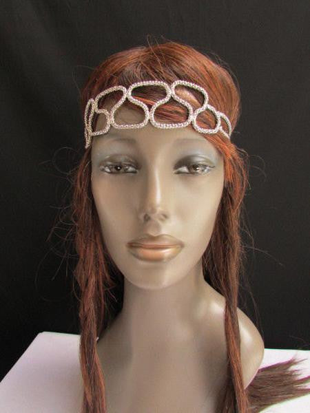 Gold Silver Metal Head Elegant Style Forehead Multi Infinity Rhinestone Hair Women Accessories