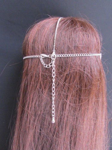 Gold Metal Head Chain Multi Rhinestones Side Triangle Geometric Shapes Fashion Hair Accessories