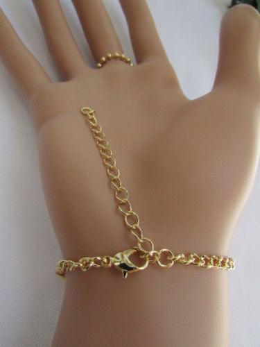 Gold Silver Metal Thin Hand Chain Bracelet Slave Ring Multi Clear Rhinestones Cross New Women Elegant Fashion Accessories