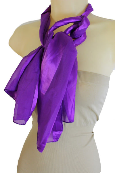Green Black Purple Blue Long Soft Fabric Scarf Wrap Fancy Neck Tie Dressy Women Accessories