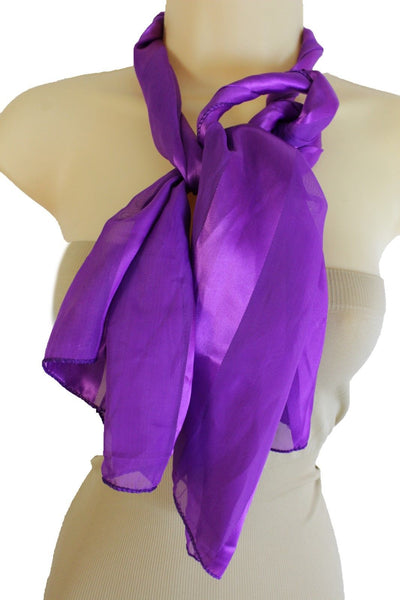 Green Black Purple Blue Long Soft Fabric Scarf Wrap Fancy Neck Tie Dressy Women Accessories