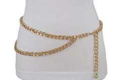 Thick Metal Chain Link Side Wave Detail Belt