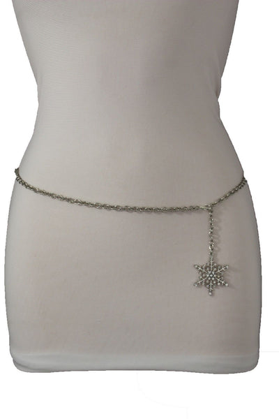 Silver Metal Chain Belt Christmas Winter Snow Flake Charm Hot Women Fashion Accessories XS-M & Plus Size M-XL - alwaystyle4you - 11