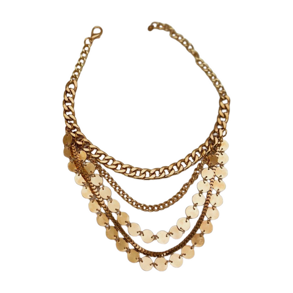 Brand New Women Gold Metal Chain Boot Bracelet Shoe Anklet Circle Multi Strand Waves Shoe Charm