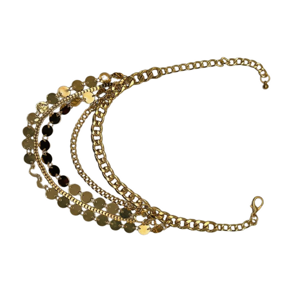 Brand New Women Gold Metal Chain Boot Bracelet Shoe Anklet Circle Multi Strand Waves Shoe Charm