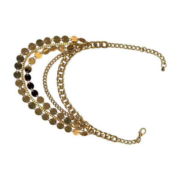Brand New Women Gold Metal Chain Boot Bracelet Shoe Anklet Circle Multi Strand Waves Shoe Charm