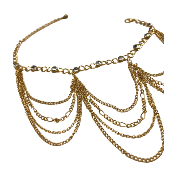 Brand New Women Gold Metal Boot Chain Bracelet Shoe Anklet Bling Wave Charm One Size